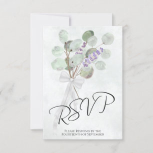 Cartons Réponse Eucalyptus & Lavender Bouquet Elegant Mariage Boho