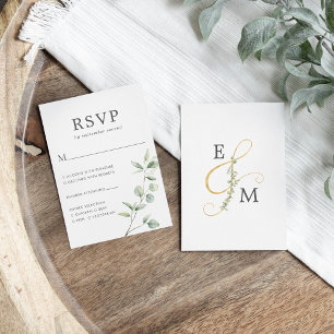 Cartons Réponse Eucalyptus minimal Botanique Mariage moderne