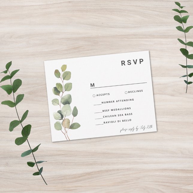 Cartons Réponse Eucalyptus minimaliste contemporain (Créateur téléchargé)