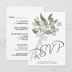 Cartons Réponse Eucalyptus rustique & Bouquet Vert Mariage chic