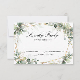 Cartons Réponse Eucalyptus Verdure Botanique Mariage géométrique R