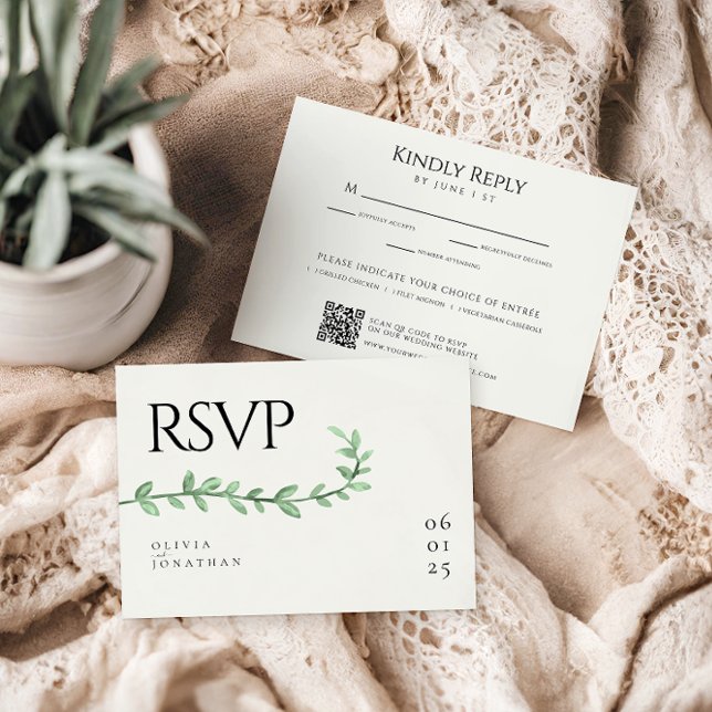 Cartons Réponse Eucalyptus Verdure minimaliste Mariage (Créateur téléchargé)
