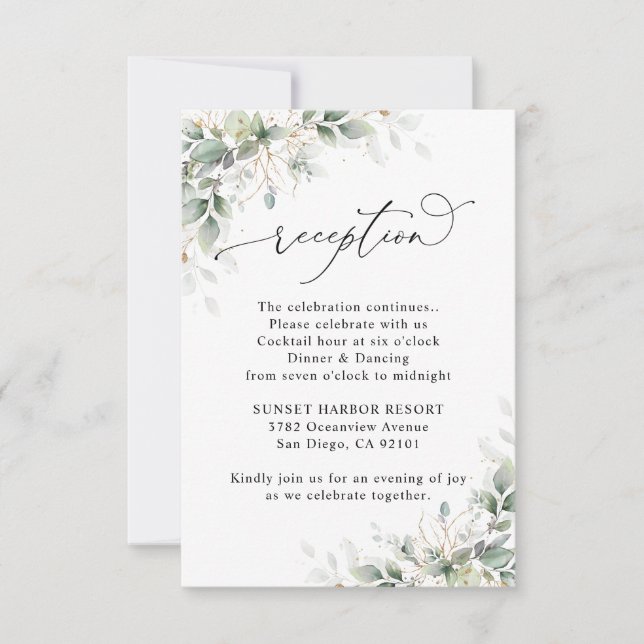 Cartons Réponse Eucalyptus Wedding Reception Enclosure Cards (Devant)