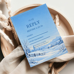 Cartons Réponse Évasion de la campagne enneigée bleue alpine