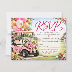 Cartons Réponse Fête d'anniversaire de golf rose Panier de golf fl