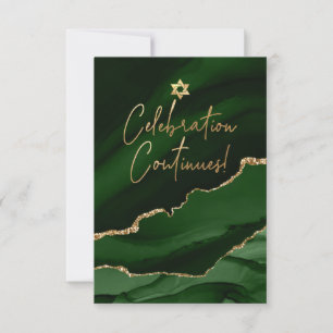 Cartons Réponse ✡ fête de Mitzvah ! Aquarelle Agate Vert foncé