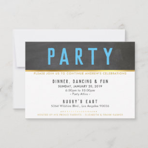 Cartons Réponse FÊTE DE PARTI smart bold type or gris aqua