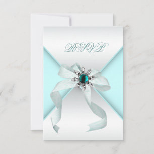 Cartons Réponse Fête Sweet 16 Turquoise Blanc