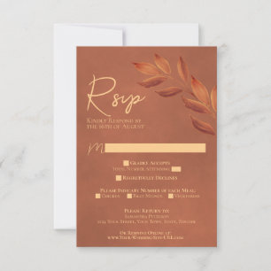 Cartons Réponse Feuille chic  chic Mariage d'aquarelle en terre cu