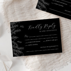 Cartons Réponse Feuille minimaliste noir et blanc moderne Mariage