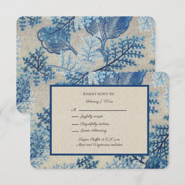 Cartons Réponse Feuilles bleus et lin gris Covid-19 (Devant / Derrière)