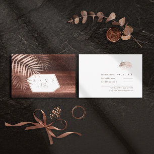 Cartons Réponse Feuilles de palmier au coucher de cuivre Mariage I