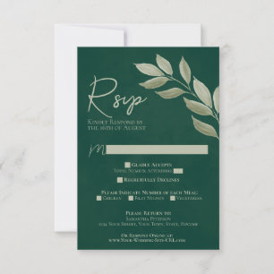 Cartons Réponse Feuilles désireux Emerald Green Mariage d'aquarell
