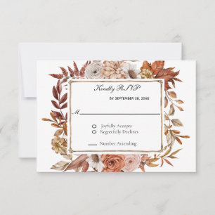 Cartons Réponse Feuilles Florales De Mariage Formel Élégant D'auto