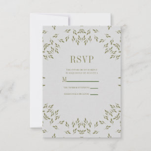 Cartons Réponse Feuilles vert olive Avoine naturelle Mariage rusti