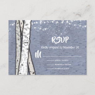 Cartons Réponse Feux de scintillement du Mariage Birch Tree du soi