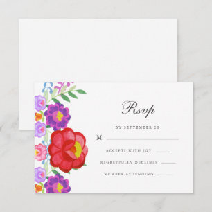 Cartons Réponse Fiesta rouge colorée Calligraphie florale Quincean