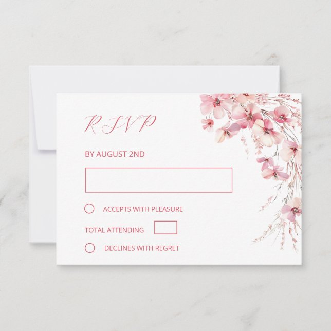 Cartons Réponse Fine Art Pink Boho Floral Wedding (Devant)