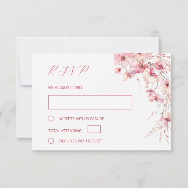 Cartons Réponse Fine Art Pink Boho Floral Wedding (Devant)
