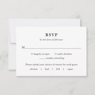 Cartons Réponse Fiona Noir et Blanc Gras Monogramme Mariage modern