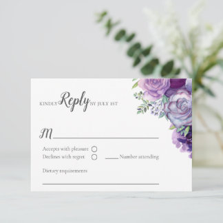 Cartons Réponse Fleur d'aquarelle violette Lilac