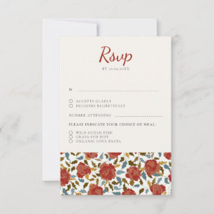 Cartons Réponse Fleur de mariage Rose Rouge Dorée Élégante Poussié
