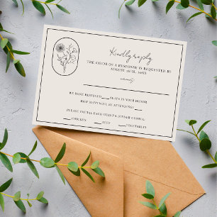 Cartons Réponse Fleur du Mois Septembre Mariage entièrement pe