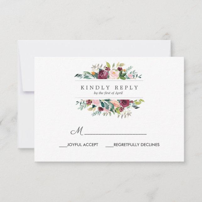 Cartons Réponse Fleur du pays | Mariage d'automne option REPAS RSV (Devant)
