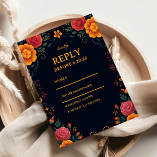 Cartons Réponse Fleur Élégante Folk Vintage