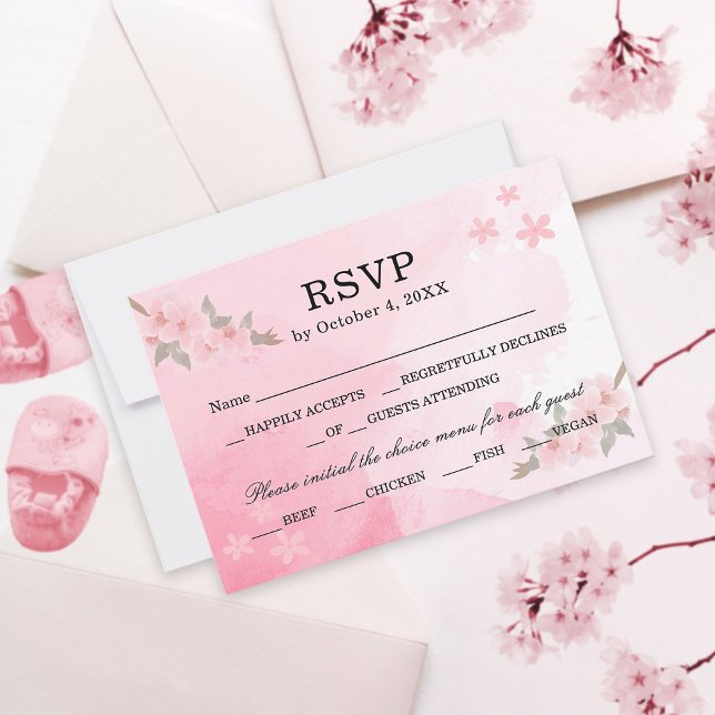 Cartons Réponse Fleur rose pâle dans le Baby shower floral Bliss (Créateur téléchargé)