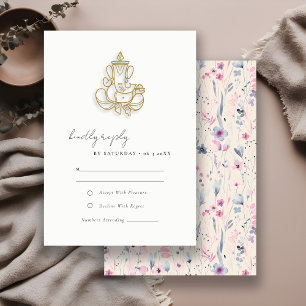 Cartons Réponse Fleur sauvage d'or Blush Ganesh Mariage indien