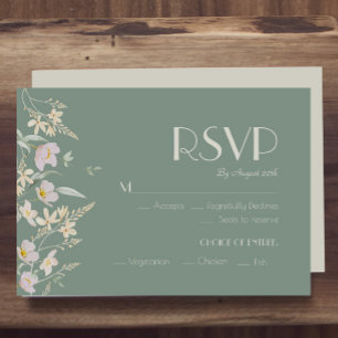 Cartons Réponse Fleur sauvage Sage Deco Mariage Repas Choix