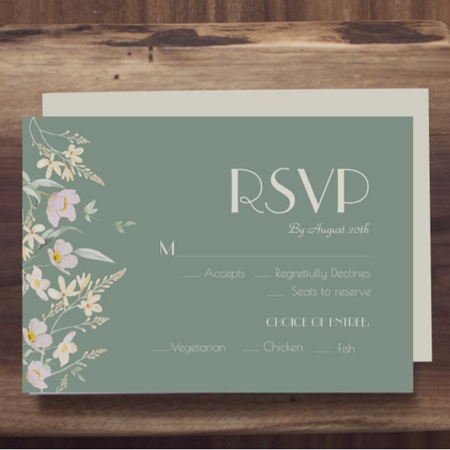 Cartons Réponse Fleur sauvage Sage Deco Mariage Repas Choix (Créateur téléchargé)