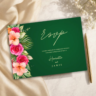 Cartons Réponse Fleur tropicale colorée | Hibiscus et verdure
