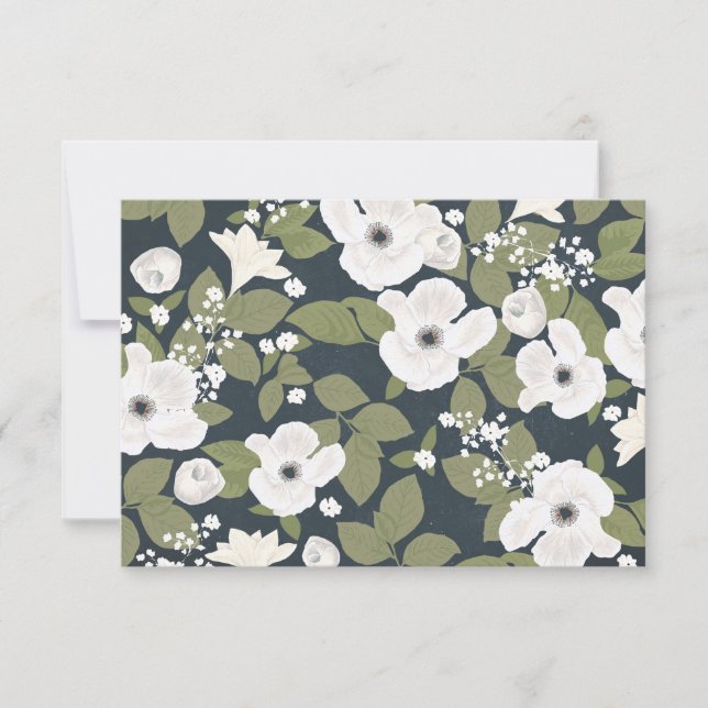 Cartons Réponse Fleurs blanches à la main écrite vintage mariage R (Devant)