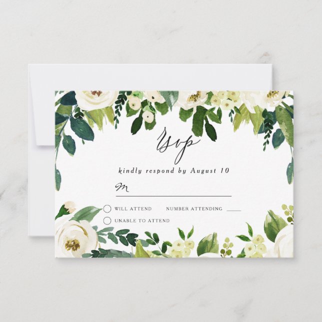 Cartons Réponse Fleurs blanches élégantes Beau Mariage de printemp (Devant)