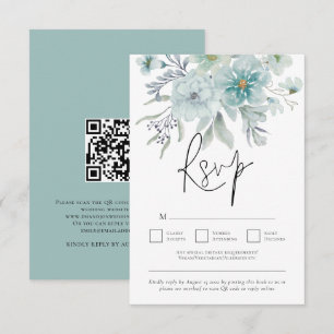 Cartons Réponse Fleurs blanches Turquoises de fond marin Mariage d