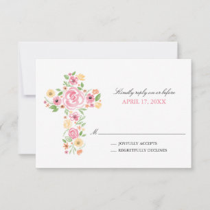 Cartons Réponse Fleurs d'aquarelle rose traversent la première com