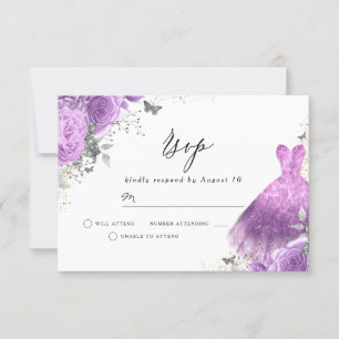 Cartons Réponse Fleurs de Lavande Violette Anniversaire Shower de 