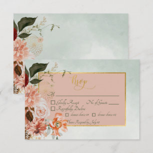 Cartons Réponse Fleurs de pêche et de rouille sur Mariage vert