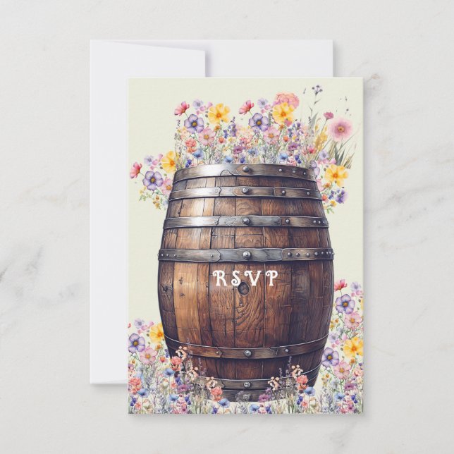 Cartons Réponse Fleurs de printemps en bois rustique en tonneau Wh (Devant)