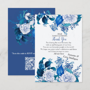 Cartons Réponse Fleurs de rose blanche sur papier motif bleu