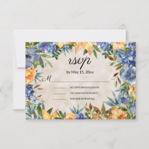 Cartons Réponse Fleurs élégantes bleu orange Lys tigrés Mariage