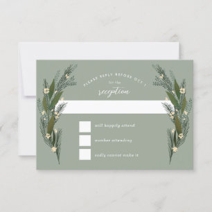 Cartons Réponse Fleurs Esquissees Feuilles Verdure Sauge Mariage