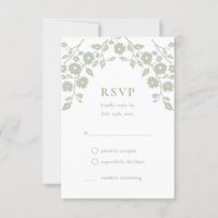 Fleurs Folk Vert Sage De Charme Simple Floral