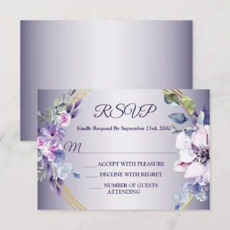 Cartons Réponse Fleurs géométriques violettes dorées roses aquarel