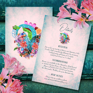 Cartons Réponse Fleurs rustiques Coeur Mexicain Mariage Détails Ca