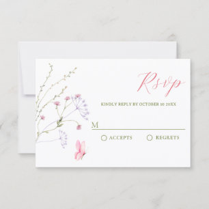 Cartons Réponse Fleurs sauvages blanches grises aquarelle 