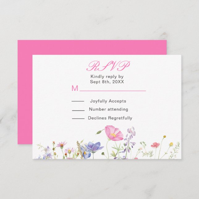 Cartons Réponse Fleurs sauvages Floral de printemps  (Devant / Derrière)