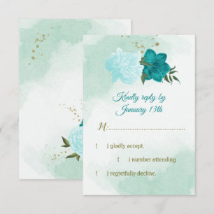 Cartons Réponse fleurs turquoise vert feuille
